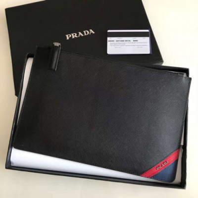 [프라다]최신상 사피아노 레드블루 포인트 클러치백 pr0014b - Prada saffiano Red blue Point Mens Pouch Bag