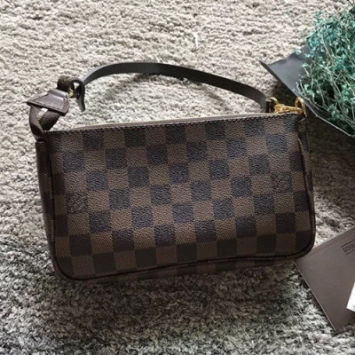 Louis Vuitton Damier EBENE CANVAS POCHETTE  pouch clutch,21cm - 루이비통 다미에 에벤 캔버스 포쉐트 파우치 클러치 N51985,LOUB0226, 21cm