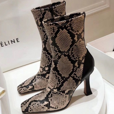 CELINE 2018 LADIES  LEATHER ANKLE BOOTS  - 셀린느 여성 레더 뱀피무늬 앵클부츠 CEL009 , 사이즈 (225 - 245)