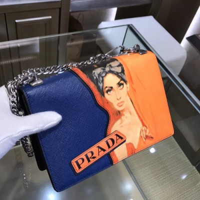 Prada Saffiano Chain Shoulder Bag,22CM - 프라다 사피아노 체인 숄더백 ,1BD111-2,22cm