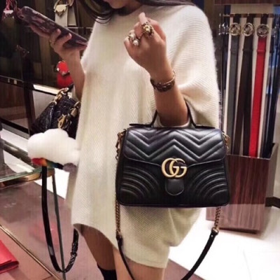 Gucci GG Marmont Matlase Women Top Handle Bag,26.5CM - 구찌 GG 마몬트 마틀라세 여성용 탑 핸들백 498110, GUB0044 ,26.5cm