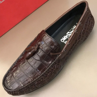 FERRAGAMO 2018 MENS U-TIP CROCODILE LEATHER LOAFER  - 페레가모 남성 유팁 악어레더 로퍼 FER0052 , 사이즈 (240 - 270)