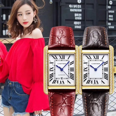 CARTIER LADIES TANK VERSION AUTOMATIC - 까르띠에 레이디스 TANK 버전 오토매틱,2색(브라운,레드)