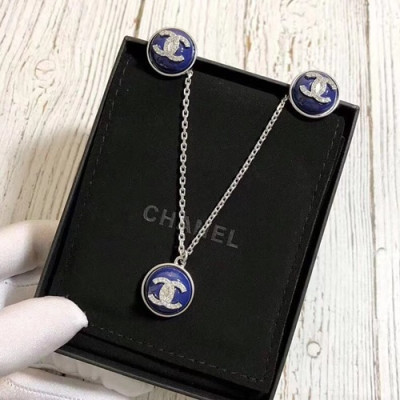 CHANEL  White Gold  Choker &  Earring - 샤넬  여성용 18k도금 화이트 골드 목걸이, 귀걸이쎄트