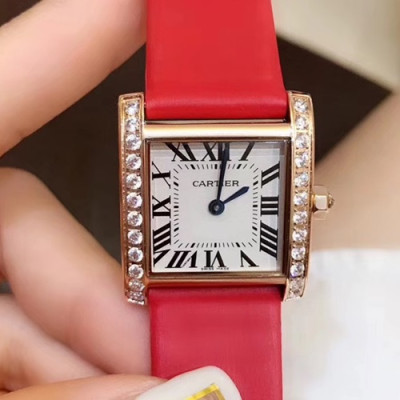 CARTIER LADIES TANK VERSION SWISS QUARTZ MOVEMENT - 까르띠에 레이디스 TANK 버전 스위스 쿼츠 무브먼트,레드