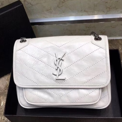 Saint Laurent Women Niki Chain Shoulder Bag , 22/28 CM - 입생로랑 여성용 니키 체인 숄더백 533037/498894 ,SLB0017 ,22/28CM, 화이트