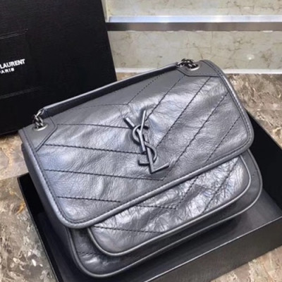 Saint Laurent Women Baby Niki Chain Shoulder Bag ,22CM - 입생로랑 여성용 베이비 니키 체인 숄더백 533037 ,SLB0021,22CM,다크그레이