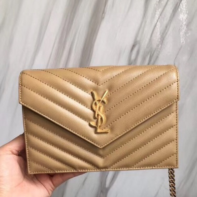 Saint Laurent Women Monogram Chain Shoulder Bag,19CM - 입생로랑 여성용 모노그램 체인 숄더백 393953 ,SLB0026,19CM,베이지