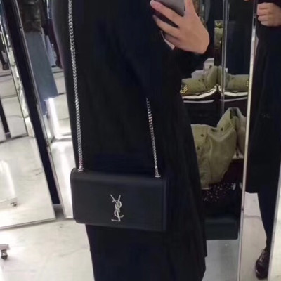 Saint Laurent Women Chain Satchel Shoulder Bag,24CM - 입생로랑 여성용 체인 사첼 숄더백 326076 ,SLB0030,24CM,블랙(은장)