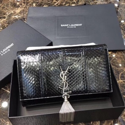 Saint Laurent Women Tassel Chain Satchel Shoulder Bag ,24CM - 입생로랑 여성용 태슬 체인 사첼 숄더백 326076 ,SLB0079,24CM,블랙(은장),유광