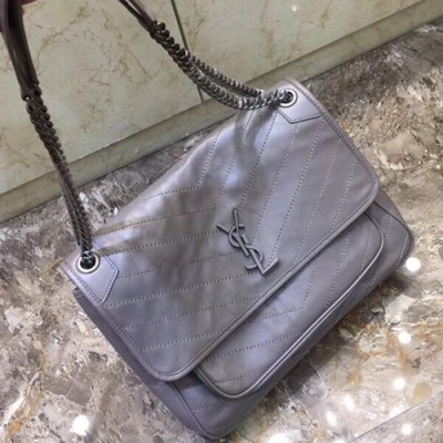 Saint Laurent Women Niki Chain Shoulder Bag ,32CM - 입생로랑 여성용 니키 체인 숄더백 498883 ,SLB0083,32CM,그레이