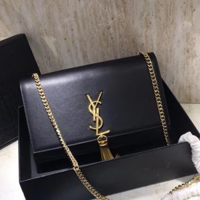 Saint Laurent Women Tassel Chain Satchel Shoulder Bag ,24CM - 입생로랑 여성용 태슬 체인 사첼 숄더백 326076 ,SLB0091,24CM,블랙(금장)