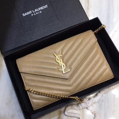 Saint Laurent Women Monogram Chain Shoulder Bag,22.5 CM - 입생로랑 여성용 모노그램 체인 숄더백 360452 ,SLB0100, 22.5CM,베이지