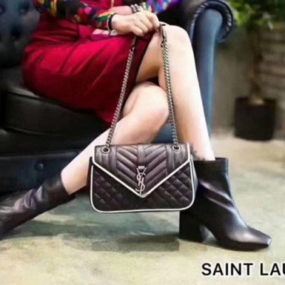 Saint Laurent Women Envelop College Satchel Shoulder Bag,31CM - 입생로랑 여성용 엔벨롭 컬리지 사첼 숄더백 440115, SLB0243,31CM,블랙