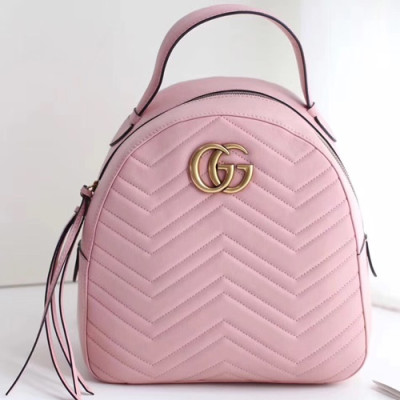 Gucci Marmont Matlase Women Leather Back Pack,22.5CM - 구찌 마몬트 마틀라세 여성용 가죽 백팩 476671, GUB0091,22.5CM,연핑크