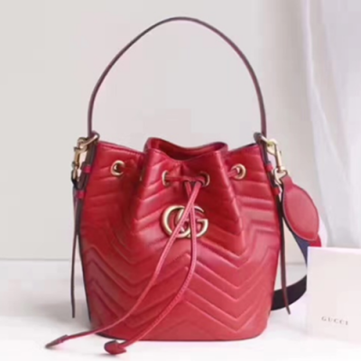 Gucci Marmont Matlase Women Bucket Bag,21CM - 구찌 마몬트 마틀라세 여성용 버킷백 476674, GUB0093,21CM,레드