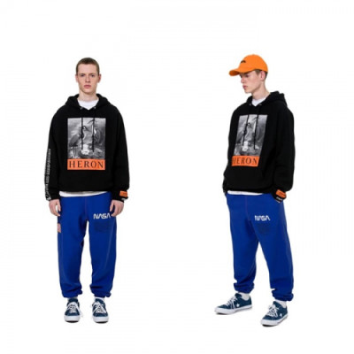 Heron Preston Mens Black Hoodie - 헤론프레스턴 남성 코튼 후드티 - her04x