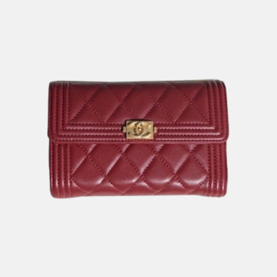 Chanel 2018 LeBoy Lambskin wallet A80285- 샤넬 램스킨 중지갑 보이 엔틱은장 Cnl0030x.Size15cm.레드