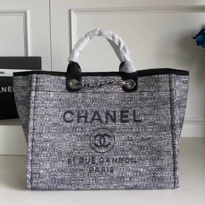 Chanel 2018 Canvas Deauville Tote Shoulder Bag,39CM - 샤넬 2018 캔버스 도빌 토트 숄더백 CHAB0288,39CM,그레이