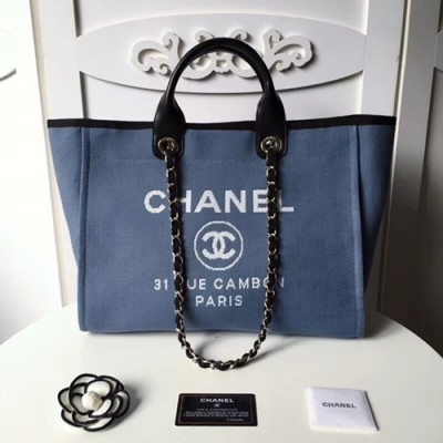 Chanel 2018 Canvas Deauville Tote Shoulder Bag,39CM - 샤넬 2018 캔버스 도빌 토트 숄더백  CHAB0293,39CM,블루+화이트