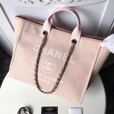 Chanel 2018 Canvas Deauville Tote Shoulder Bag,39CM - 샤넬 2018 캔버스 도빌 토트 숄더백 CHAB0297,39CM,연핑크