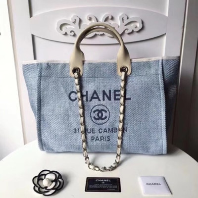 Chanel 2018 Canvas Deauville Tote Shoulder Bag,39CM - 샤넬 2018 캔버스 도빌 토트 숄더백  CHAB0301,39CM,블루