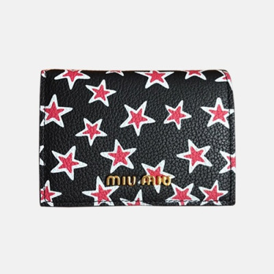 MiuMiu 2018 Ladies Matelassé Star Nero 5MV204 - 미우미우 마테라쎄 로고 남자 반지갑 MIU0068X  8CM