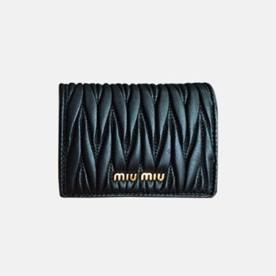 18/19 MiuMiu Ladies Matelassé Logo Small Wallet 5MV204 - 미우미우 마테라쎄 로고 남자 반지갑 MIU0075X  8CM