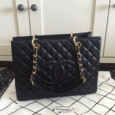 Chanel 2018 Women Tote Shoulder Bag,33CM - 샤넬 2018 여성용 토트 숄더백  CHAB0327,33CM,블랙(골드)