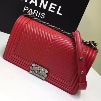 Chanel Leboy Leather Chain Shoulder Bag  ,25CM - 샤넬 르보이 레더 체인 숄더백 67086 -  CHAB0333,25CM,레드