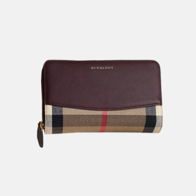 Burberry 2018 Ladies Check Leather Zip Round Wallet - 버버리 신상 하우스 체크 가죽 지퍼라운드 지갑 BUR0245 19CM