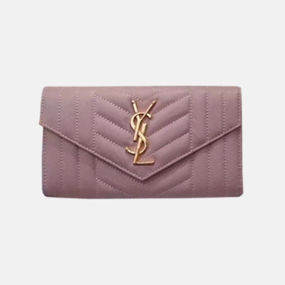 Saint Laurent 2018 Ladies  Matlase Monogram Flap Long Purse - 입생로랑 마틀라세 모노그램 플랩 장지갑 YSL0012 19CM