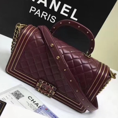 [커스텀급]Chanel Leboy Leather Chain Tote Shoulder Bag ,25CM - 샤넬 르보이 레더 체인 토트 숄더백 CHAB0480,25CM,와인