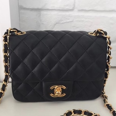 Chanel Women Chain Leather Shoulder Bag,17CM - 샤넬 여성용 체인 레더 숄더백1115 - CHAB0510,17CM,블랙(금장)