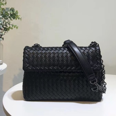 Bottega Veneta Leather Black Olimpia Chain Shoulder Cross Bag,25cm - 보테가 베네타 레더 블랙 올림피아 체인 숄더 크로스백 6498-1,BVB0030,25cm