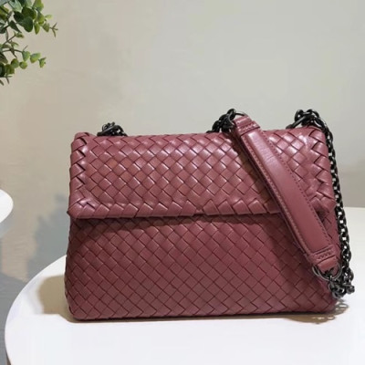 Bottega Veneta Leather Dark Pink Olimpia Chain Shoulder Cross Bag,25cm - 보테가 베네타 레더 다크 핑크 올림피아 체인 숄더 크로스백 6498-7,BVB0036,25cm