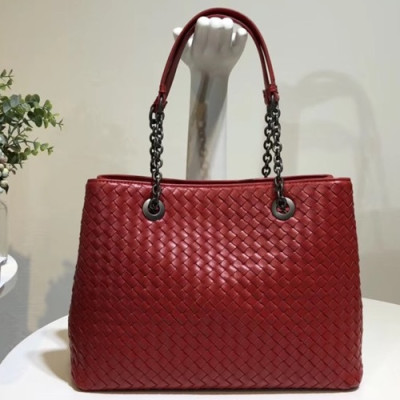 Bottega Veneta Leather Red Women Tote Shoulder Bag,32cm - 보테가 베네타 레더 레드 여성용 토트 숄더백 3894-6,BVB0067,32cm