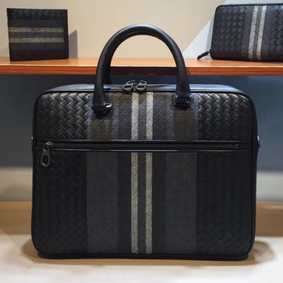 Bottega Veneta Leather Black Mens Business ,37cm - 보테가 베네타 레더 블랙 남성용 서류가방,BVB0097,37cm