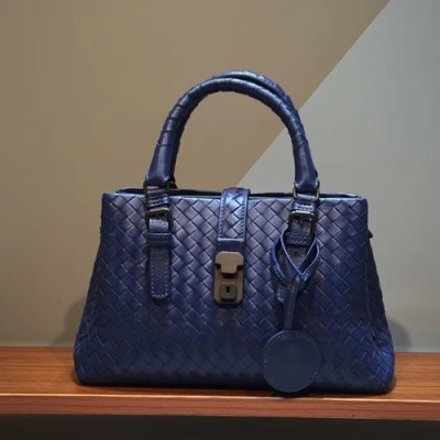 Bottega Veneta Leather Blue Roma Small Tote Shoulder Bag,26cm - 보테가 베네타 레더 블루 스몰 로마 토트 숄더백 7453-17,BVB0117,26cm