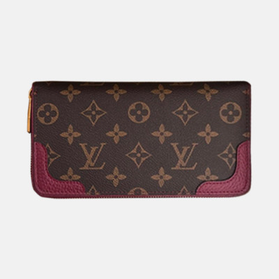 [매장판] Louis Vuitton 2018 Ladies Monogram Canvas Zippy Wallet M61189 - 루이비통 모노그램/로즈・브리《이에루》 더《피》・워렛 LOU0448 19.5CM