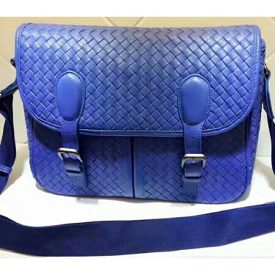 Bottega Veneta Leather Blue Shoulder Bag,30cm - 보테가 베네타 레더 블루 남성용 숄더백 BVB0124,30cm