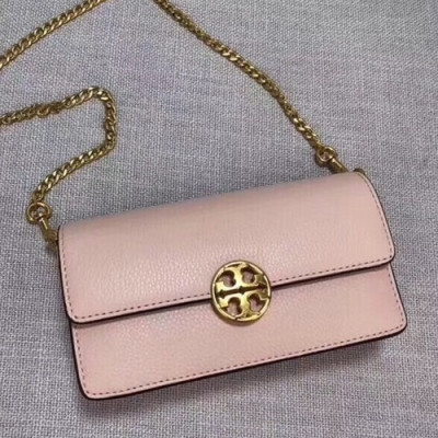 Tory Burch Leather Pink Chelsea Chain Pouch Shoulder Bag,19cm - 토리버치 레더 핑크 첼시 체인 파우치 숄더백 TBB0022,19cm