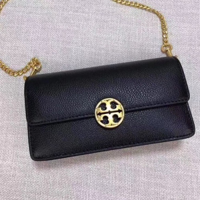 Tory Burch Leather Black Chelsea Chain Pouch Shoulder Bag,19cm - 토리버치 레더 블랙 첼시 체인 파우치 숄더백 TBB0023,19cm