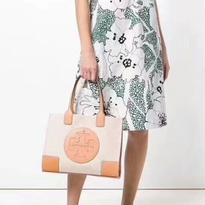 Tory Burch Ivory Ella Canvas Tote Bag,44cm - 토리버치 아이보리 엘라 캔버스 토트백 TBB0030,44cm