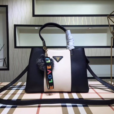 Prada Tote Shoulder Bag,28CM - 프라다 여성용 토트 숄더백 ,PRAB0001,28cm,블랙+화이트