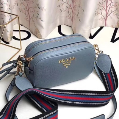 Prada Leather Vitello Phenix Double Zipper Shoulder Cross Bag,22CM - 프라다 레더 비텔로 피닉스 더블 지퍼 숄더 크로스백 ,PRAB0007,22cm,블루