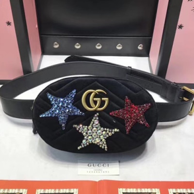 Gucci 2018 Marmont Crysral Stars Velvet Belt Bag,18CM - 구찌 2018 마몬트 크리스탈 스타 벨벳 벨트백 ,GUB0146,18CM,블랙