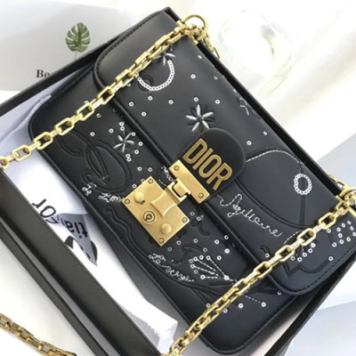 Dior Leather Black Chain Shoulder Bag ,24CM - 디올 레더 블랙 체인 숄더백,DIOB0010,24CM