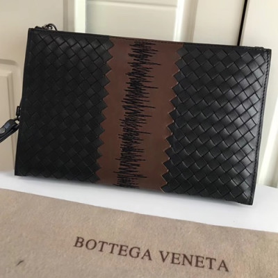 Bottega Veneta Leather Black Clutch Bag,34cm - 보테가 베네타 레더 블랙 남성용 클러치백 M3914-2,BVB0133,34cm,브라운+블랙