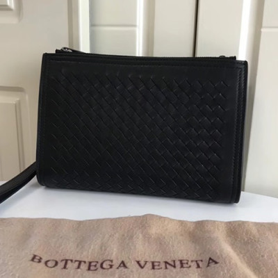 Bottega Veneta Leather Black Clutch Bag,22cm - 보테가 베네타 레더 블랙 남성용 클러치백 M8410,BVB0140,22cm